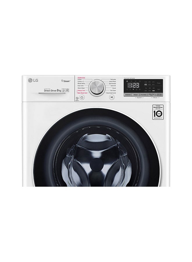 LG - Front Load Washer AI DD  Steam ThinQ Platinum 9 kg F4R5VYG0W White - Image 1