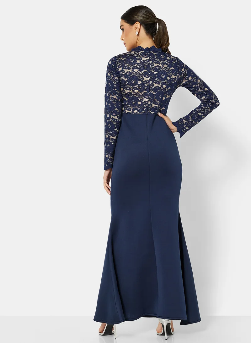 SIVVI for HANIYA Lace Bodice Dress Blue