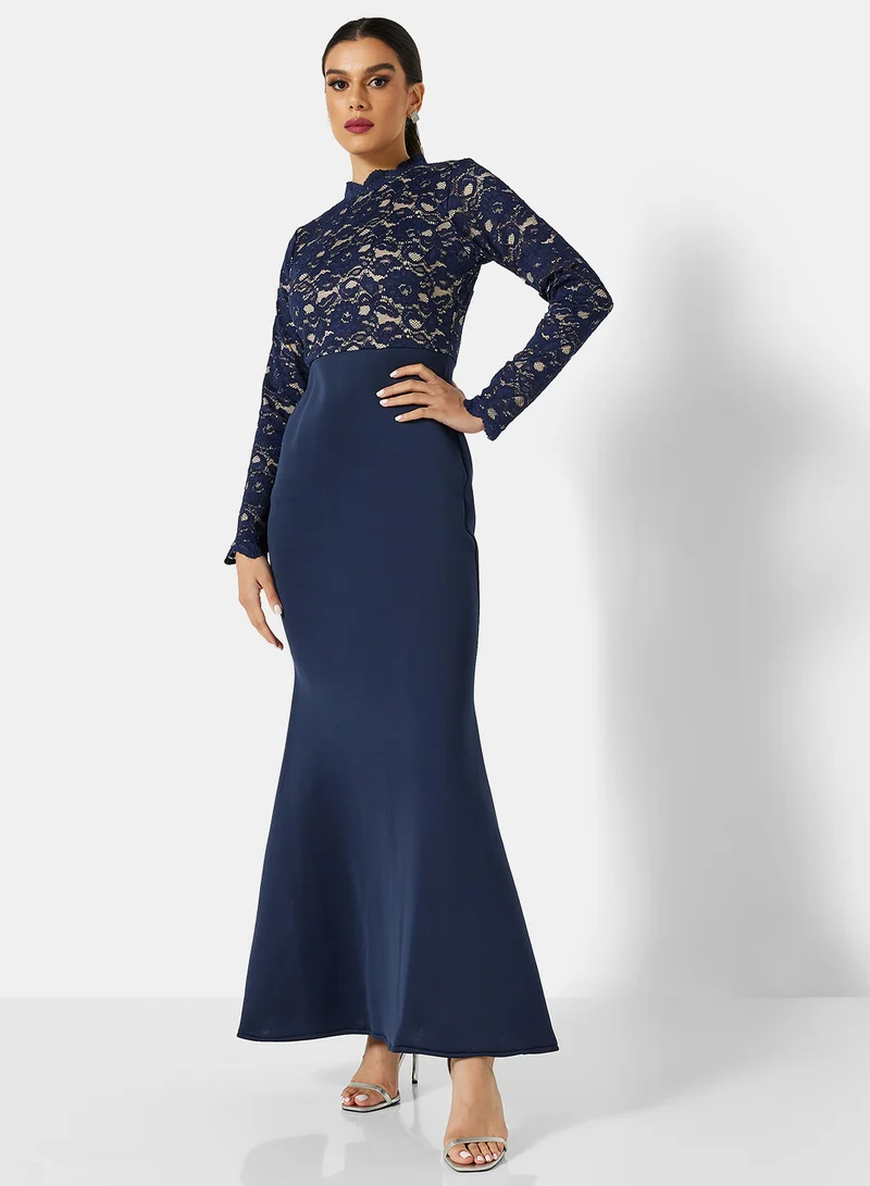 SIVVI for HANIYA Lace Bodice Dress Blue