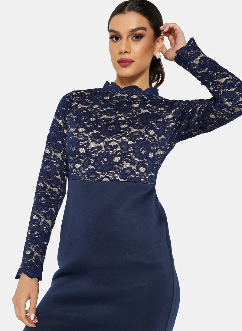 SIVVI for HANIYA Lace Bodice Dress Blue