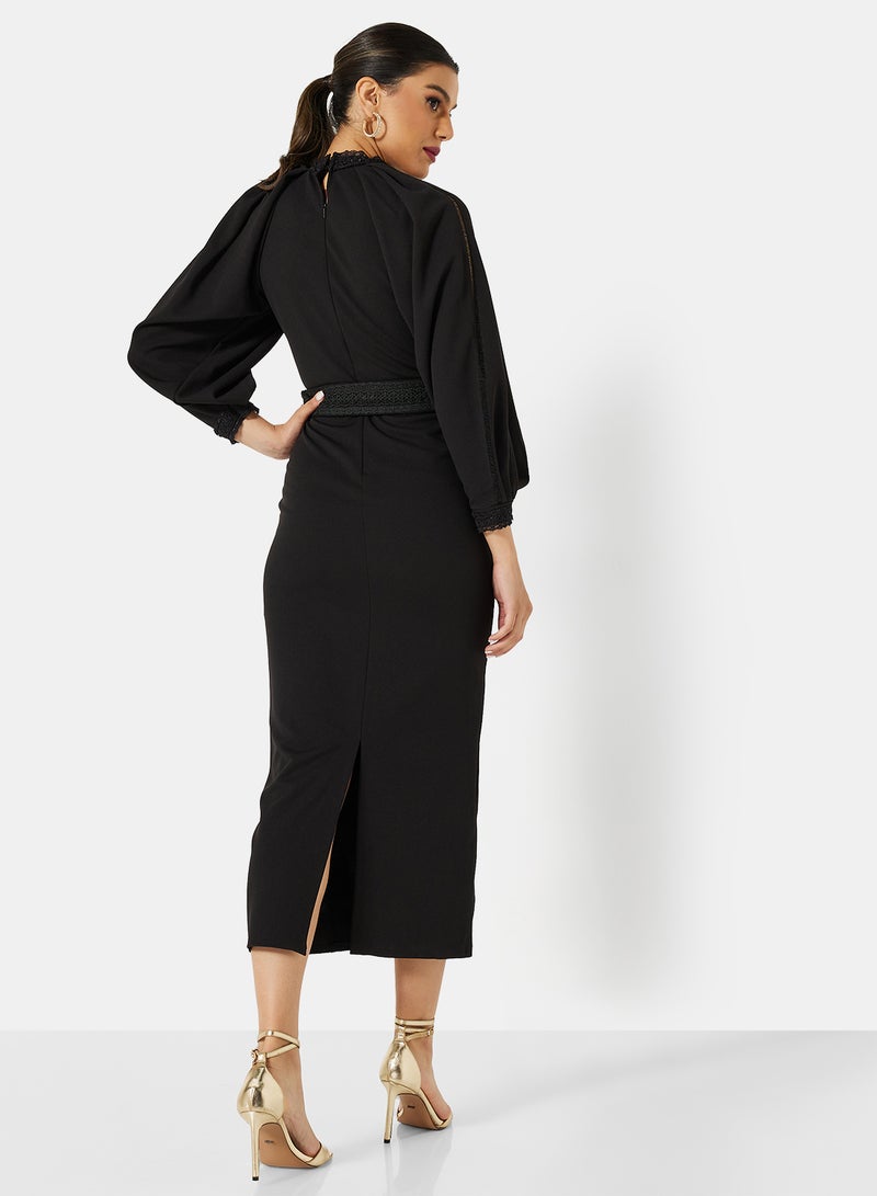 Threadz by Ajooni Wide Sleeve Bodycon Dress Black  - Image 2