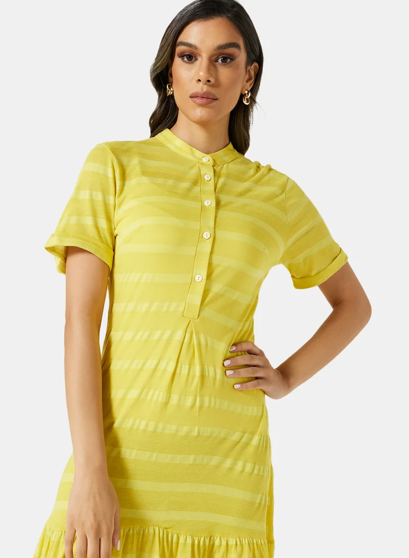 SIVVI for HANIYA Striped Dip Hem Dress Yellow
