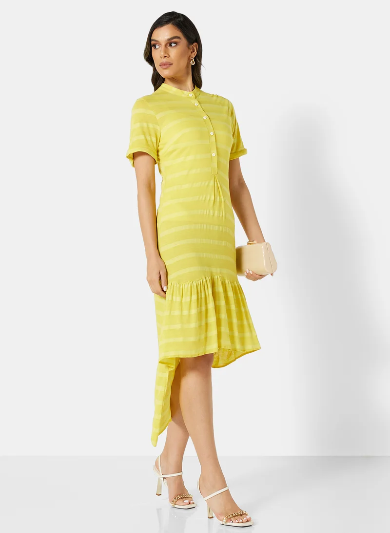 SIVVI for HANIYA Striped Dip Hem Dress Yellow