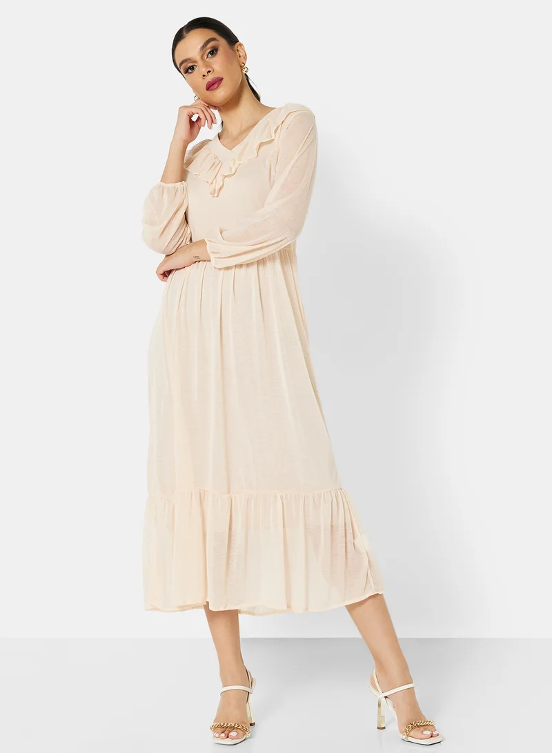 SIVVI for HANIYA Ruffled Midi Dress