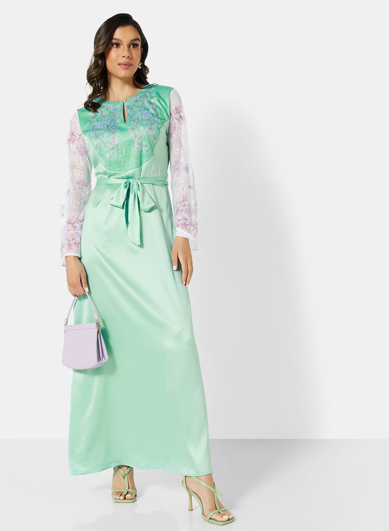 SIVVI for HANIYA - Floral Bodice Dress Blue - Image 1