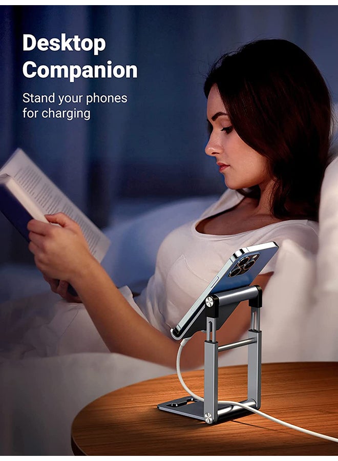 Ugreen - Phone Stand, Premium Metal Phone Holder For Desk, Height Adjustable Mobile Stand Foldable Phone Holder Compatible With iPhone 16/15 Series, Samsung Galaxy S24 S23, Xiaomi, HONOR, Tablet/iPad Grey - Image 1