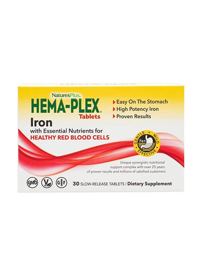 Nature's Plus - Hema-Plex Dietary Supplement 85 mg - 30 Tablets - Image 1
