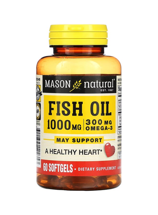 Mason Natural - Omega-3 Fish Oil Dietary Supplement 1000 mg - 60 Softgels - Image 1