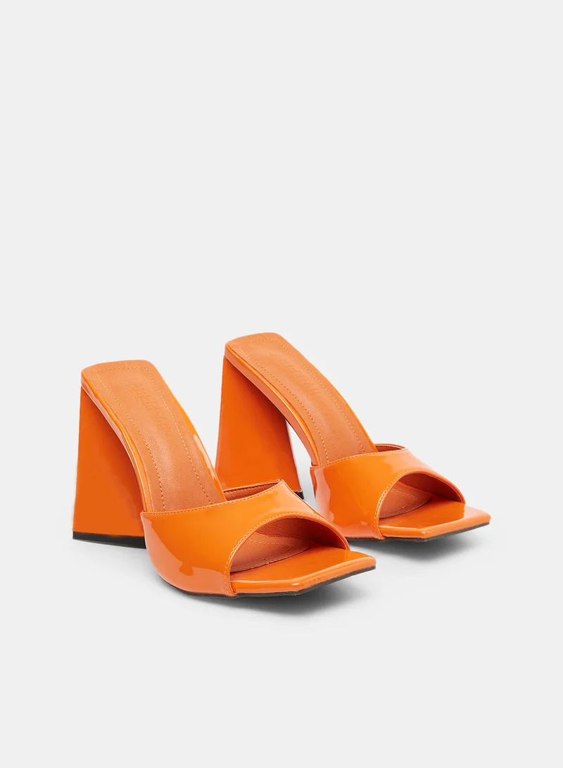 LABEL RAIL Essential Block Heel Sandals Orange