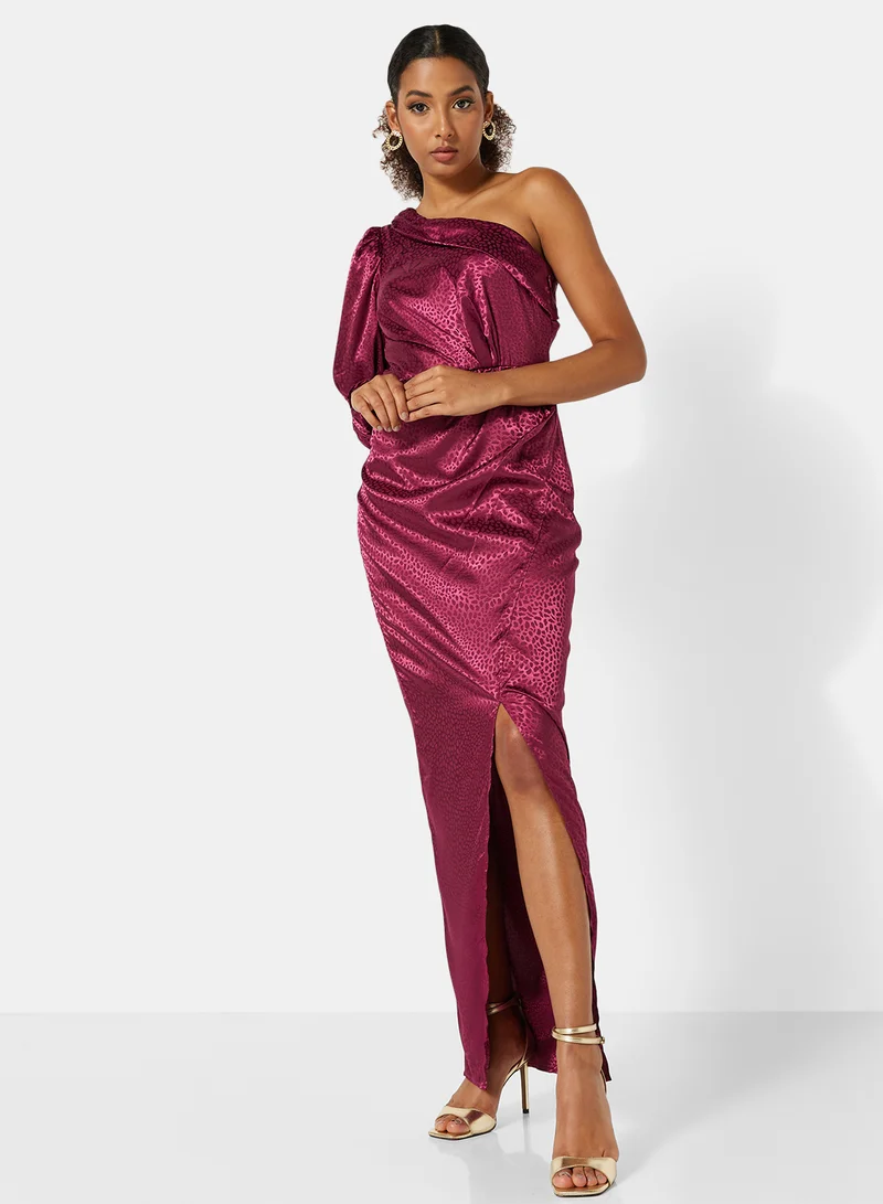 Chi-Chi London Adelia One Shoulder Dress Burgundy