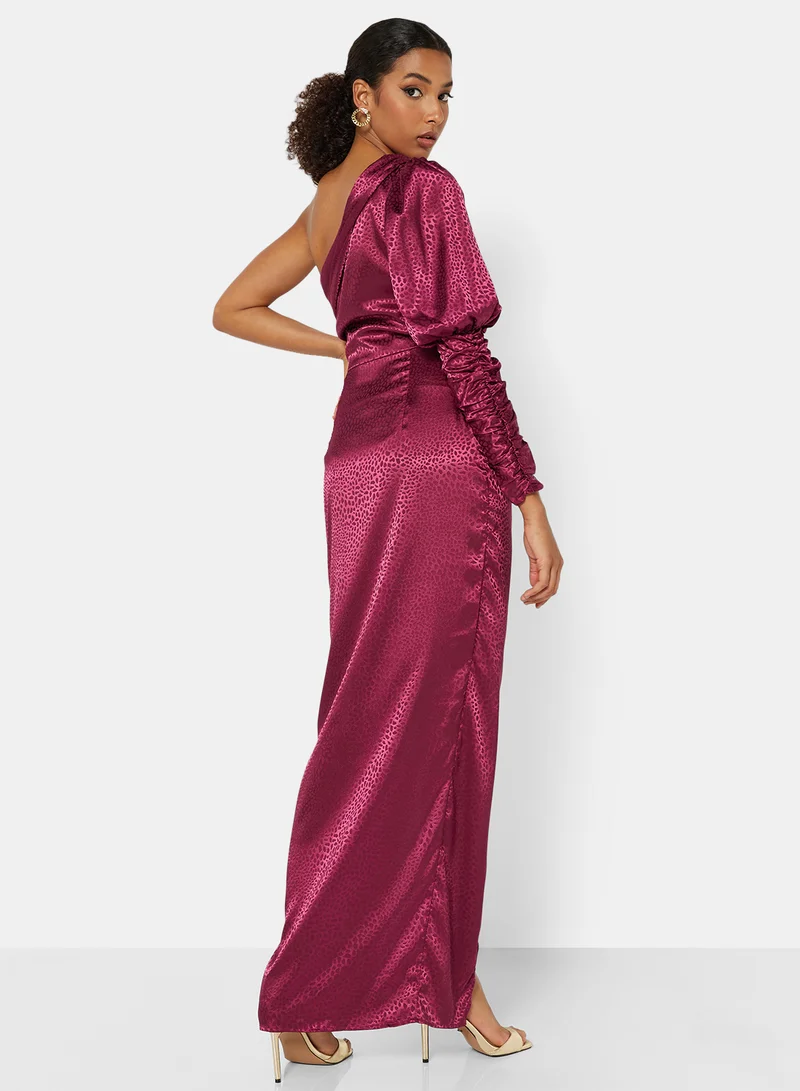Chi-Chi London Adelia One Shoulder Dress Burgundy