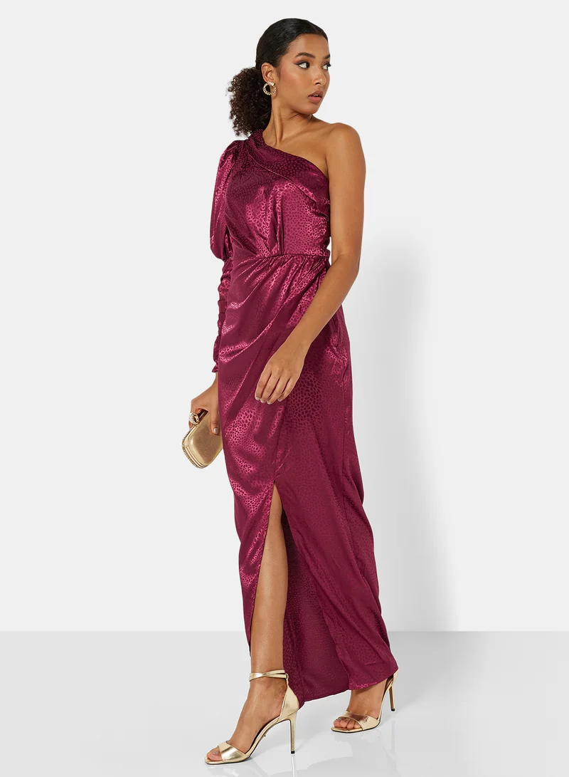 Chi-Chi London Adelia One Shoulder Dress Burgundy
