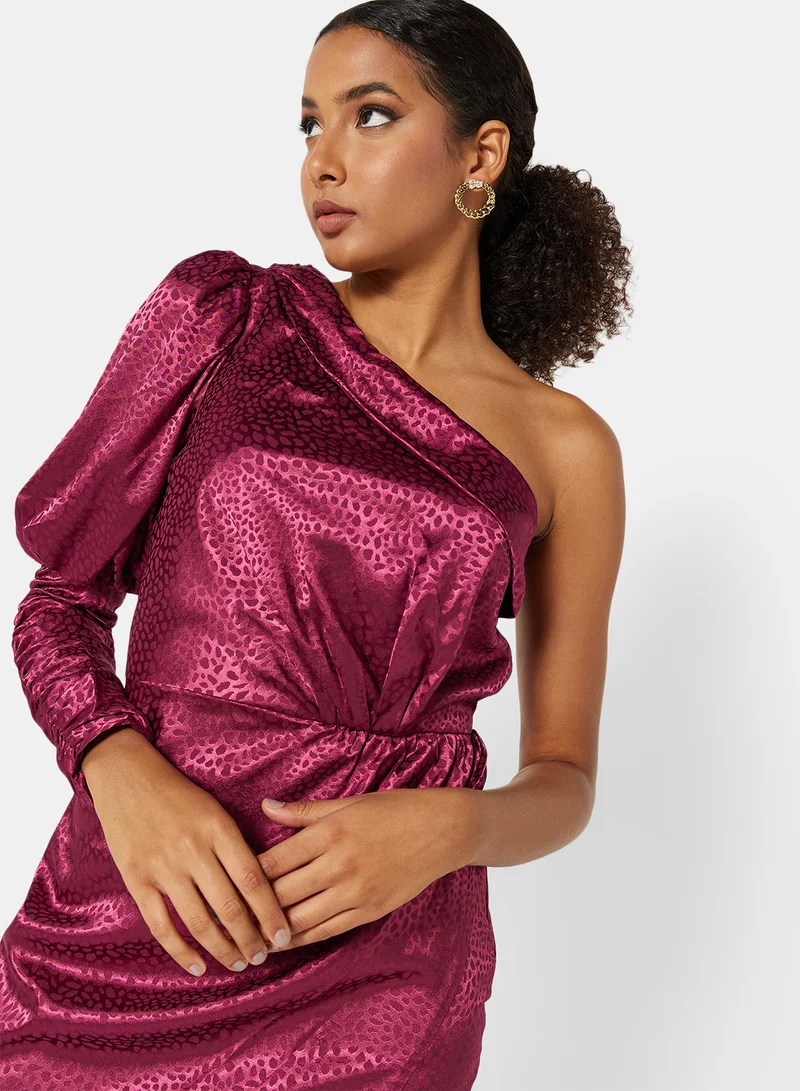 Chi-Chi London Adelia One Shoulder Dress Burgundy