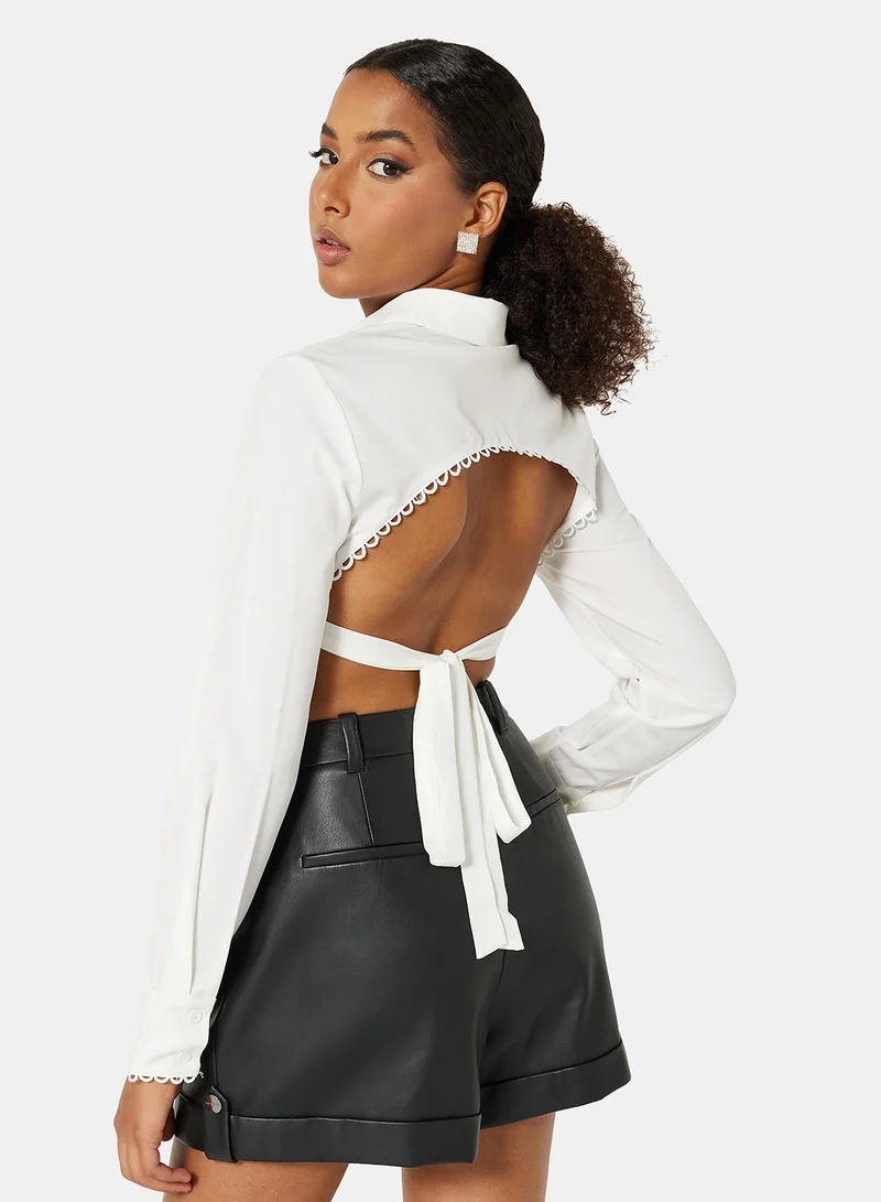 FEMME LUXE Long Sleeve Crop Shirt