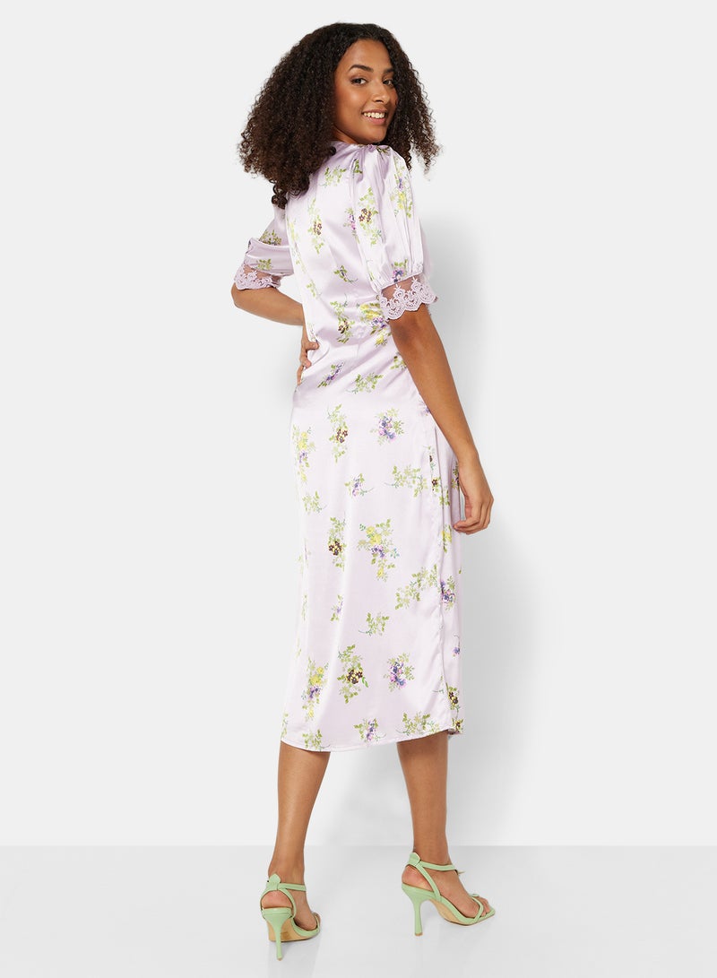 Hope & Ivy - Floral Print Midi Dress Light Purple - Image 1
