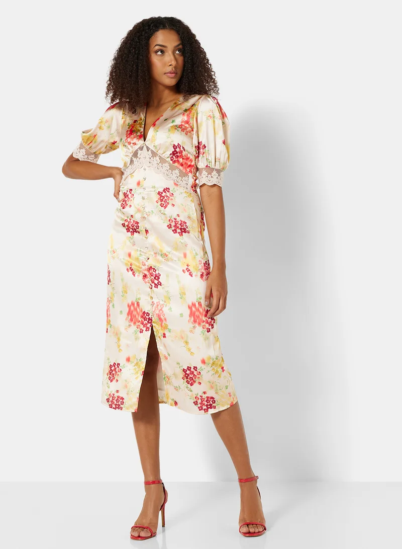 Hope & Ivy Floral Print Midi Dress