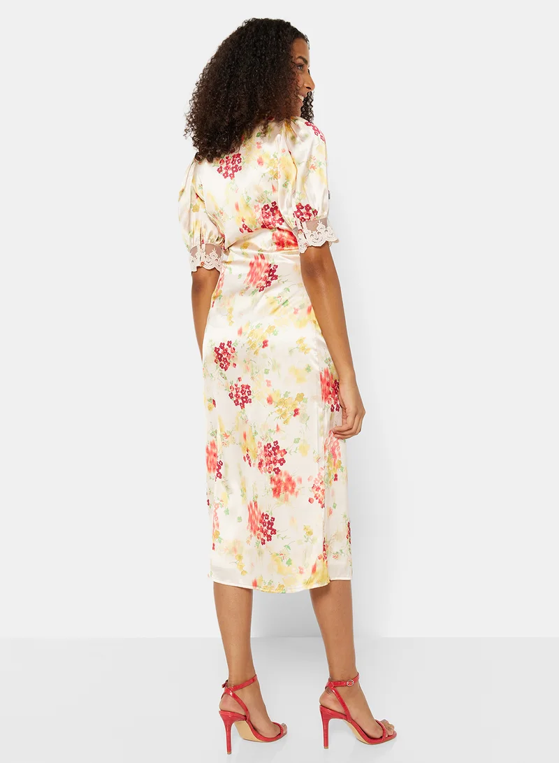 Hope & Ivy Floral Print Midi Dress