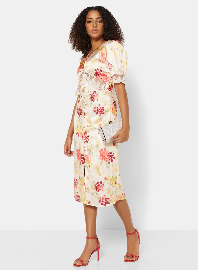 Hope & Ivy - Floral Print Midi Dress Multicolour - Image 1