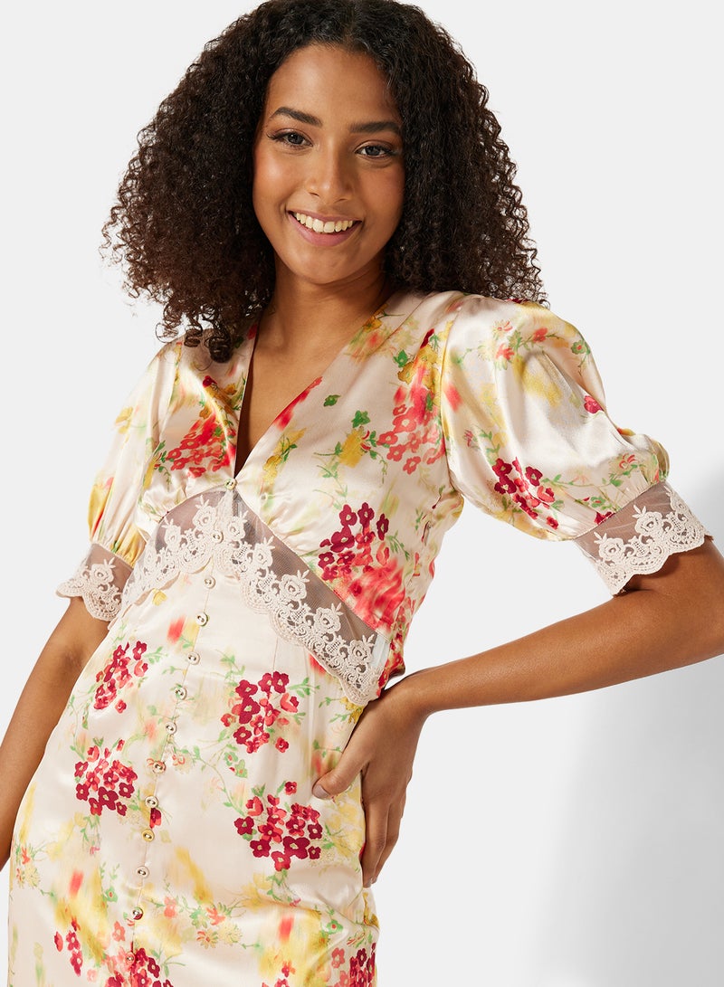 Hope & Ivy - Floral Print Midi Dress Multicolour - Image 1