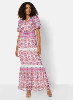 Hope & Ivy Floral Print Belted Maxi Dress Multicolour  - Image 1