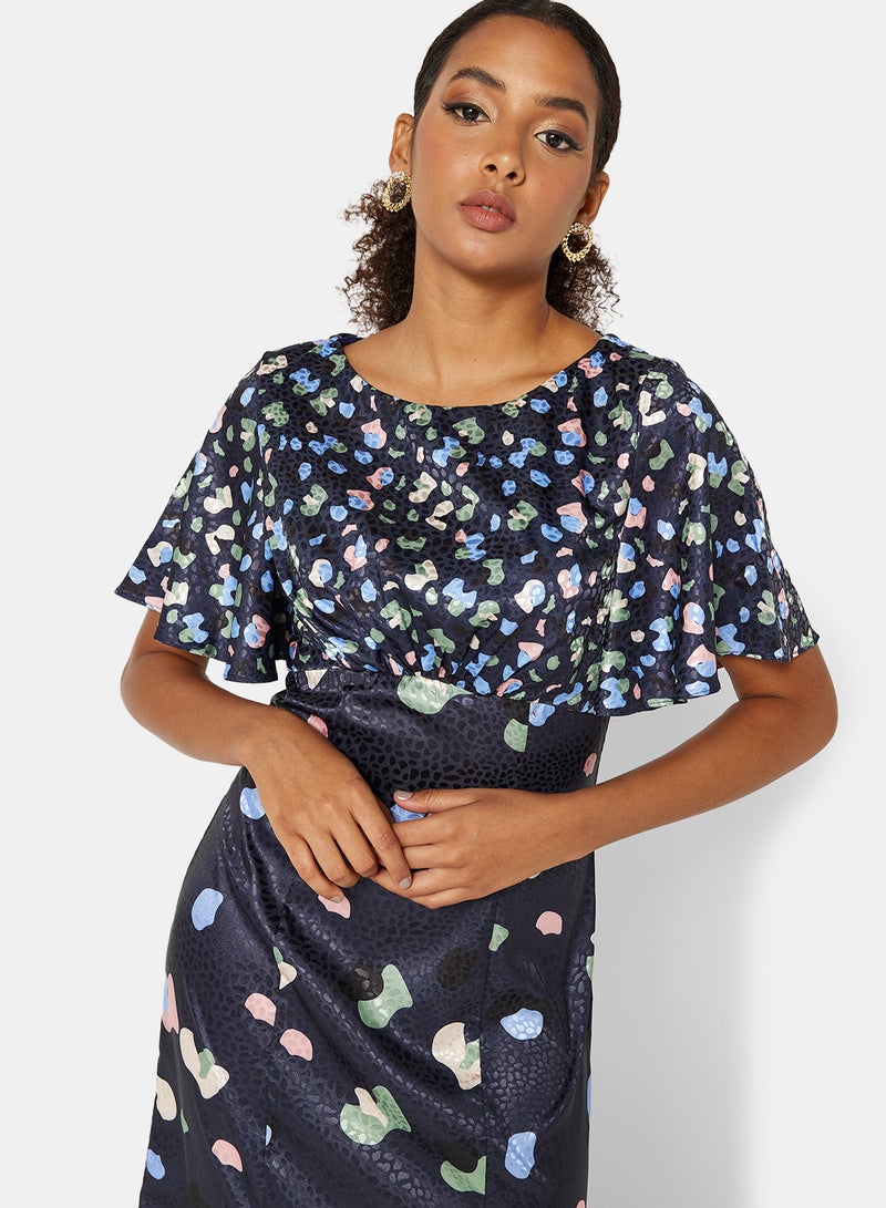 Chi-Chi London - All-Over Print Bodycon Dress Navy - Image 1