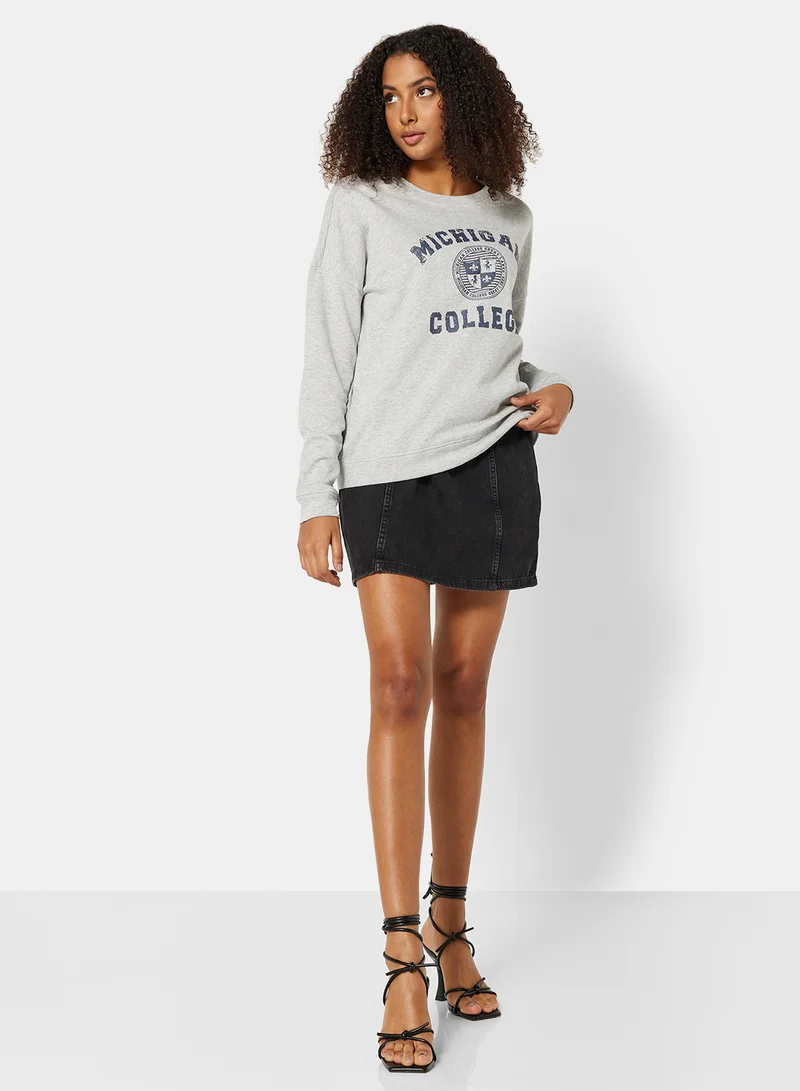 I.Scenery Graphic Sweatshirt Grey