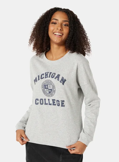 I.Scenery Graphic Sweatshirt Grey