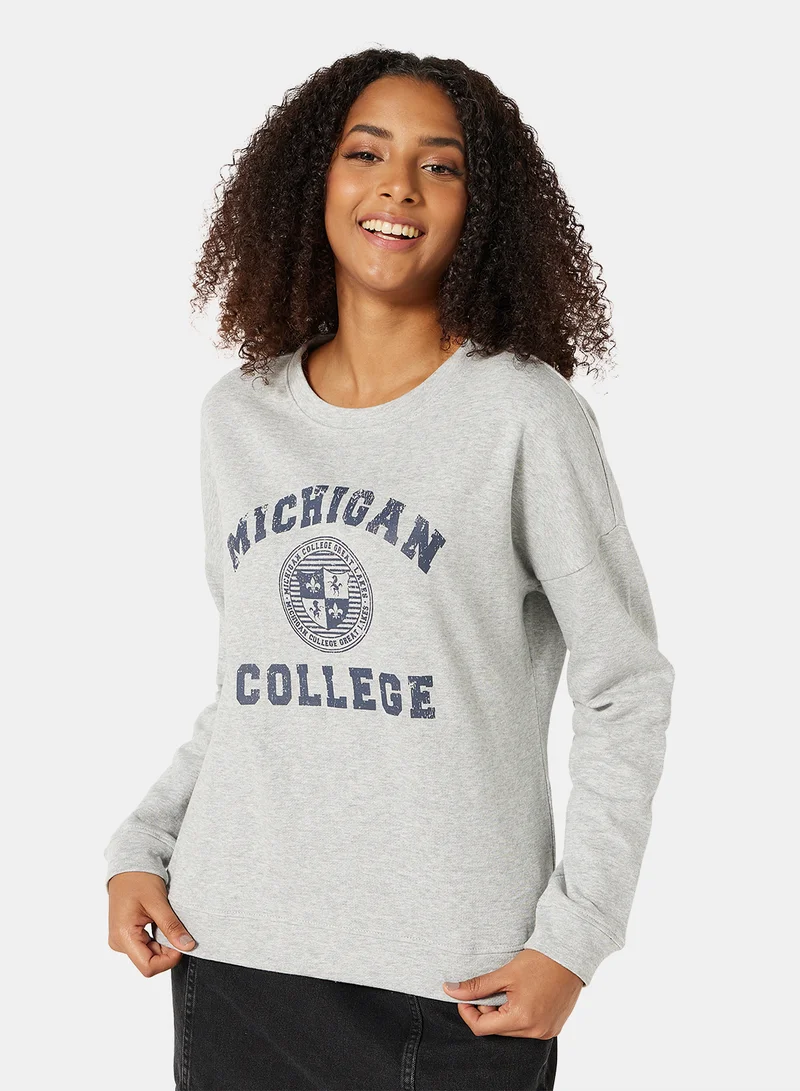 I.Scenery Graphic Sweatshirt Grey