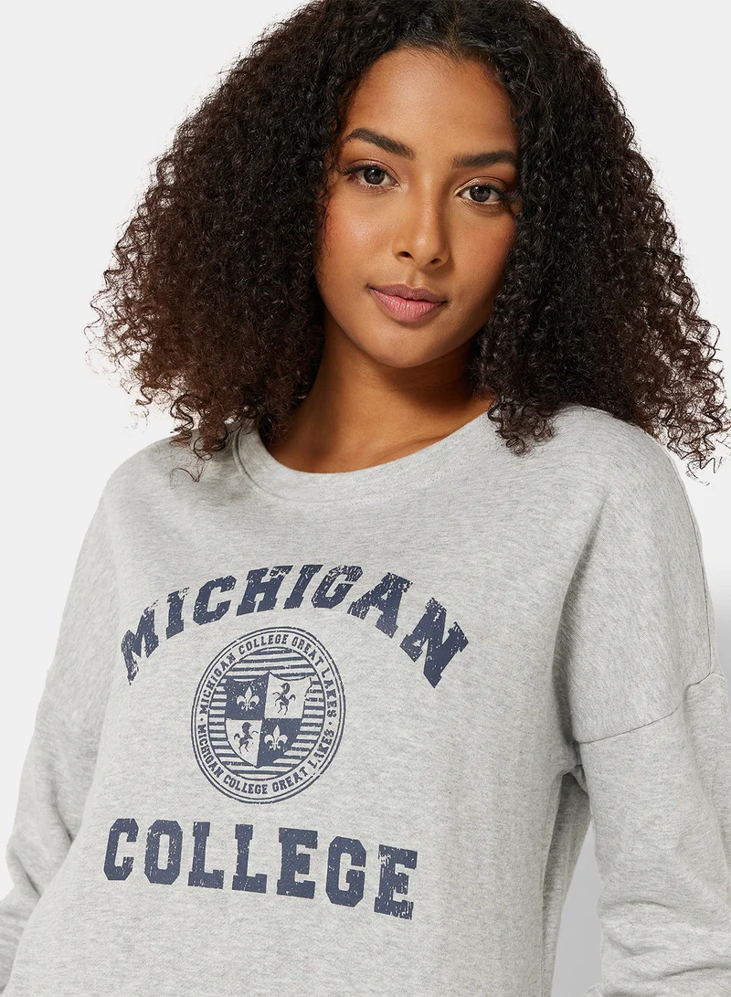 I.Scenery Graphic Sweatshirt Grey