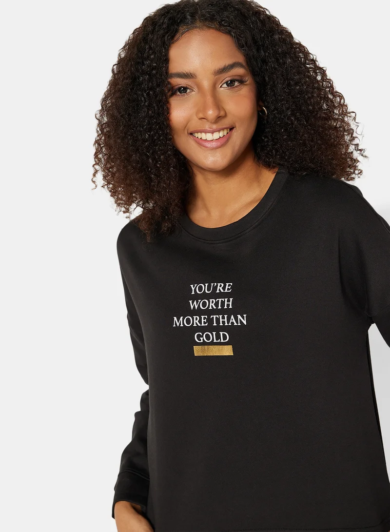 I.Scenery Graphic Sweatshirt Black