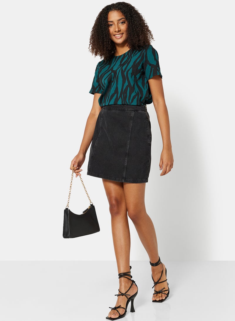 I.Scenery - Abstract Print Top Dark Teal - Image 1