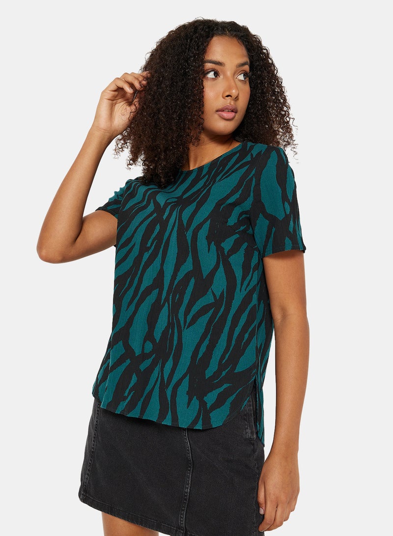 I.Scenery - Abstract Print Top Dark Teal - Image 1