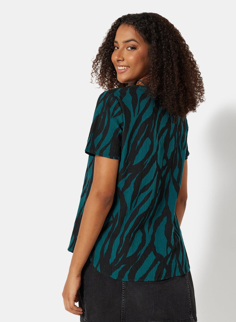 I.Scenery - Abstract Print Top Dark Teal - Image 1