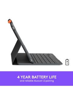 Logitech Slim Folio Case For 10.2 inch Apple iPad (7th, 8th, & 9th Generation) Keyboard Case With Integrated Wireless Keyboard English-Arabic Keyboard Graphite  - Image 3