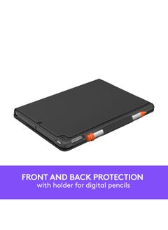 Logitech Slim Folio Case For 10.2 inch Apple iPad (7th, 8th, & 9th Generation) Keyboard Case With Integrated Wireless Keyboard English-Arabic Keyboard Graphite  - Image 4