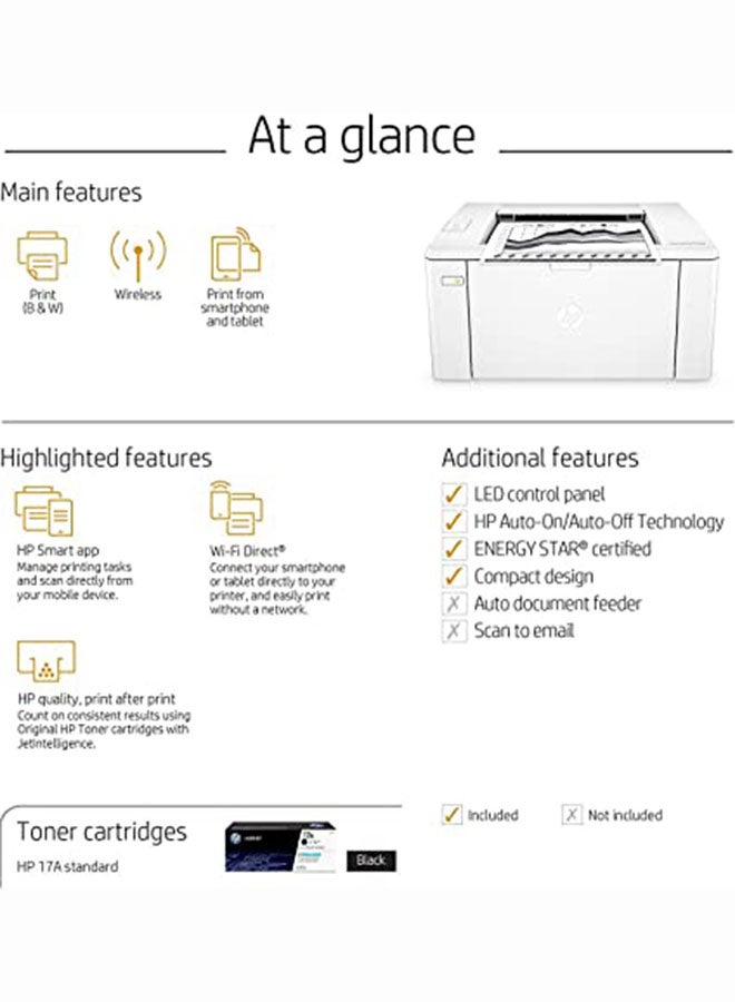 HP - LaserJet Pro M102w Printer With Print/Wi-Fi Function,G3Q35A White - Image 1