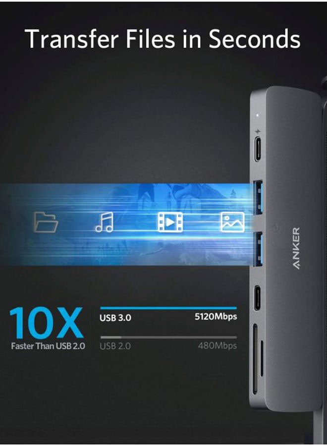 Anker - 7-Port USB Hub Grey - Image 1