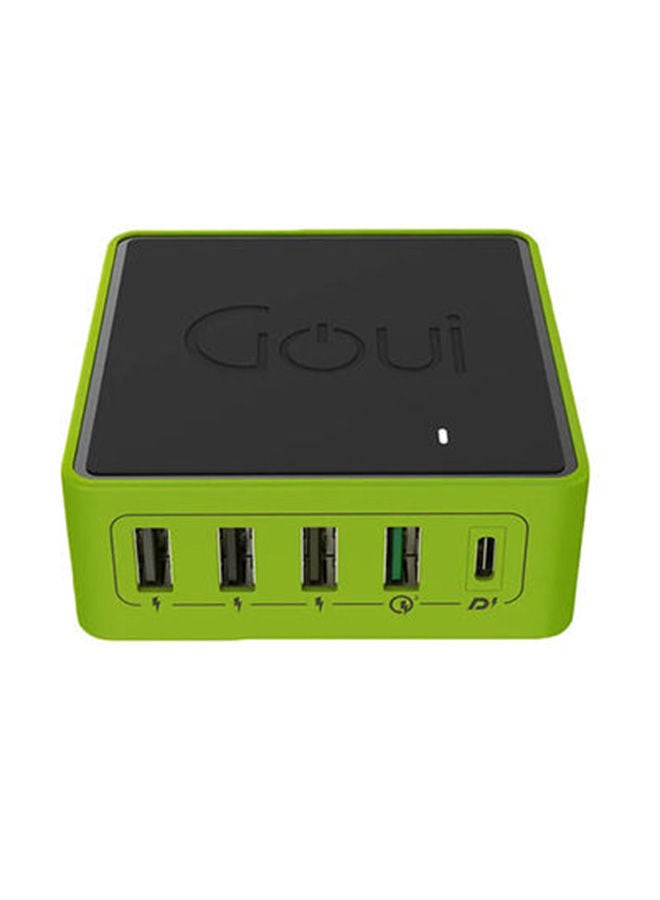Goui - Kimba Light 5 Port 36W Powerful Desktop Charger Black/Green - Image 1