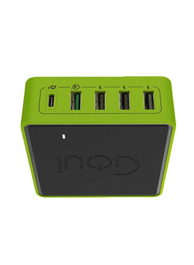 Goui - Kimba Light 5 Port 36W Powerful Desktop Charger Black/Green - Image 1