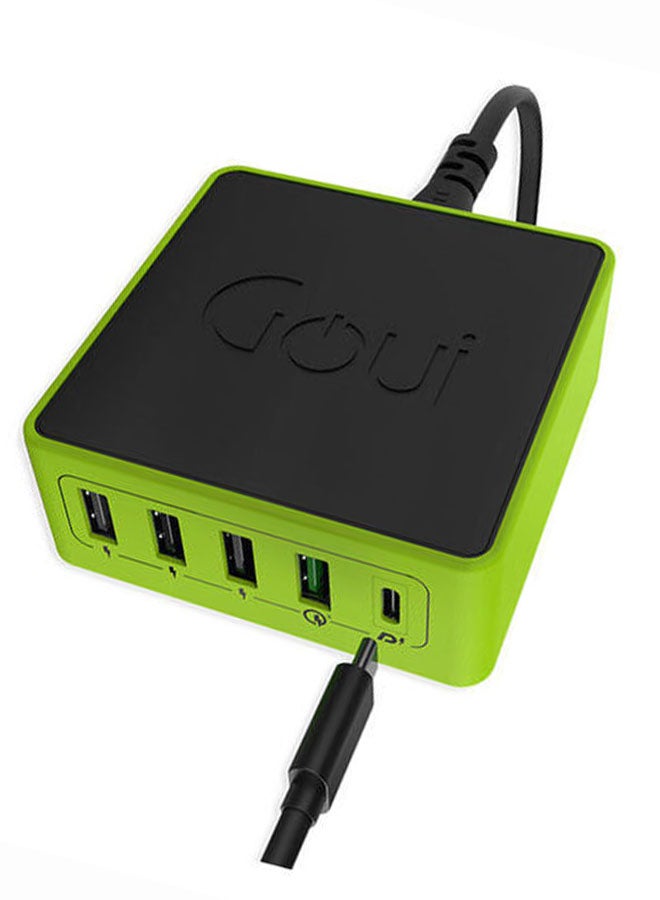 Goui - Kimba Light 5 Port 36W Powerful Desktop Charger Black/Green - Image 1
