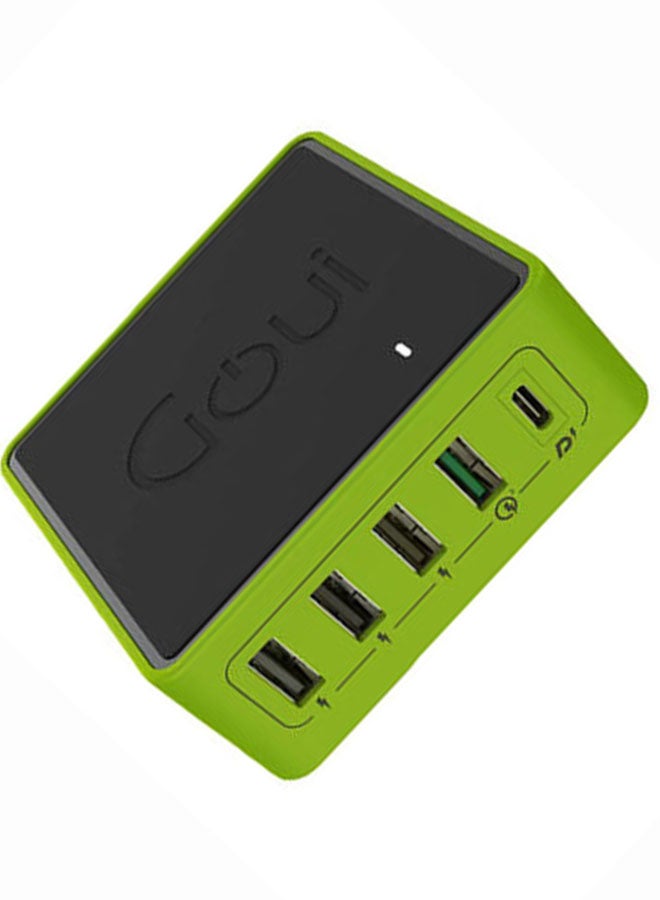 Goui - Kimba Light 5 Port 36W Powerful Desktop Charger Black/Green - Image 1