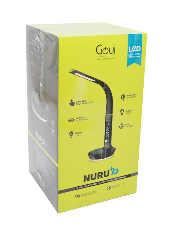 Goui - Nuru Plus Wireless Charger + D Lamp with HD VA Display, Clock, Alarm & Snooze Function – Supports Qi and Qualcomm 3.0 Technology, Dual Charging Ports, Night Light for Added Convenience and Time Managemen - Black - Image 1