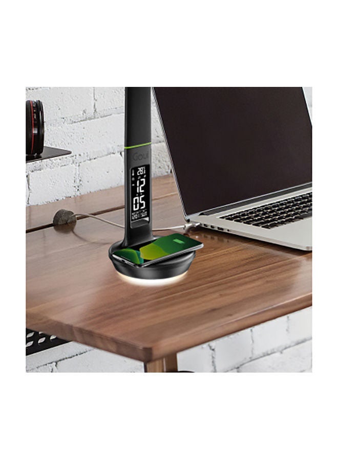 Goui - Nuru Plus Wireless Charger + D Lamp with HD VA Display, Clock, Alarm & Snooze Function – Supports Qi and Qualcomm 3.0 Technology, Dual Charging Ports, Night Light for Added Convenience and Time Managemen - Black - Image 1