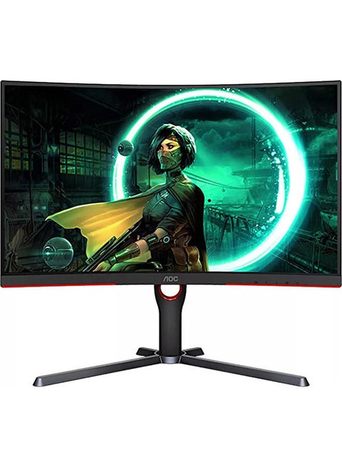 C27G3 27” Curved Farmless VA Gaming Monitor G3, FHD 1080P, 1ms Response Time, 165hz, Adaptive Sync, HDR Mode, 2xHDMI + DisplayPort, Height Adjustable | MONAOC82703 Black/Red