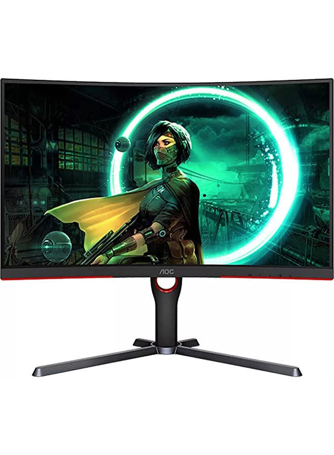 AOC - C27G3 27” Curved Farmless VA Gaming Monitor G3, FHD 1080P, 1ms Response Time, 165hz, Adaptive Sync, HDR Mode, 2xHDMI + DisplayPort, Height Adjustable | MONAOC82703 Black/Red - Image 1