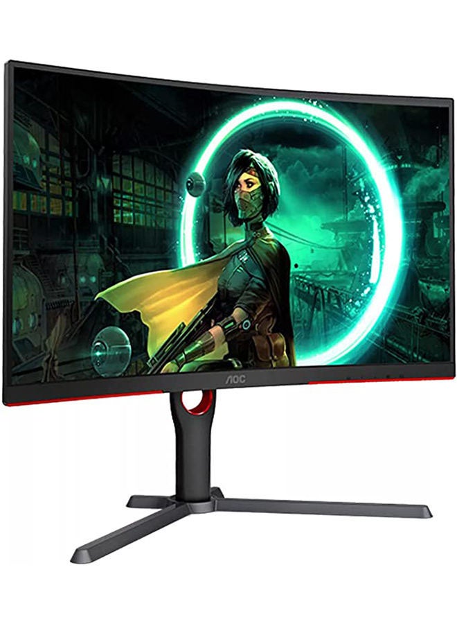 AOC - C27G3 27” Curved Farmless VA Gaming Monitor G3, FHD 1080P, 1ms Response Time, 165hz, Adaptive Sync, HDR Mode, 2xHDMI + DisplayPort, Height Adjustable | MONAOC82703 Black/Red - Image 1