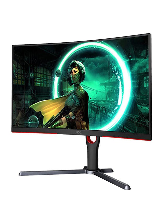 AOC - C27G3 27” Curved Farmless VA Gaming Monitor G3, FHD 1080P, 1ms Response Time, 165hz, Adaptive Sync, HDR Mode, 2xHDMI + DisplayPort, Height Adjustable | MONAOC82703 Black/Red - Image 1