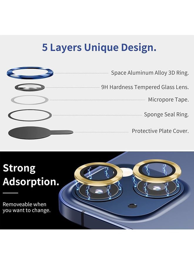 MARGOUN Camera Lens Protector 9H Tempered Glass Scratch Resistant HD Lens Shield For Apple iPhone 14 Plus Gold  - Image 5