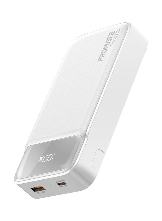 PROMATE - 20000mAh Power Bank 20W USB-C PD Port and QC 3.0.White White - Image 1