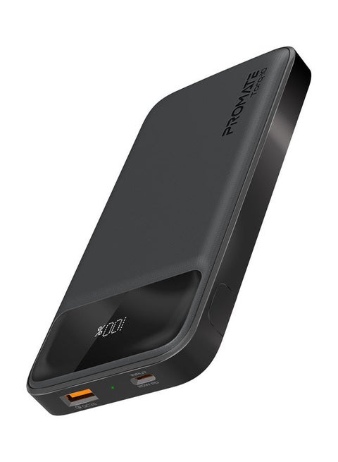 10000 mAh Universal Ultra-Slim Portable Charger With 20W Usb-C Power Delivery Port, Qc 3.0 18W Port, Built-In Kickstand, Lcd Screen And Over-Heating Protection For Iphone 14,15, Torq-10 Black